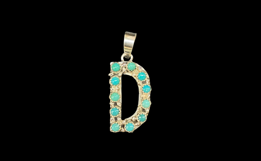 "D" Turquoise Pendant by Scott Skeets, Navajo