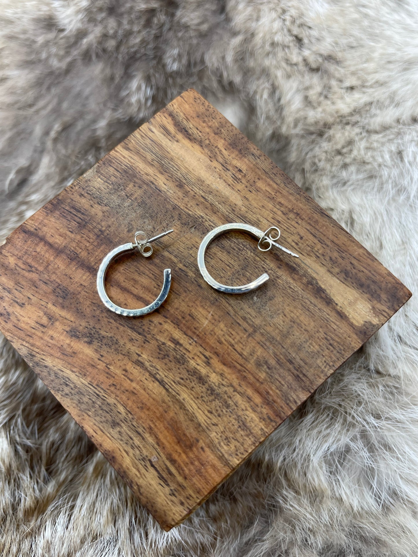 Flat Wire Small Hoop Earrings by Elaine Tahe, Navajo