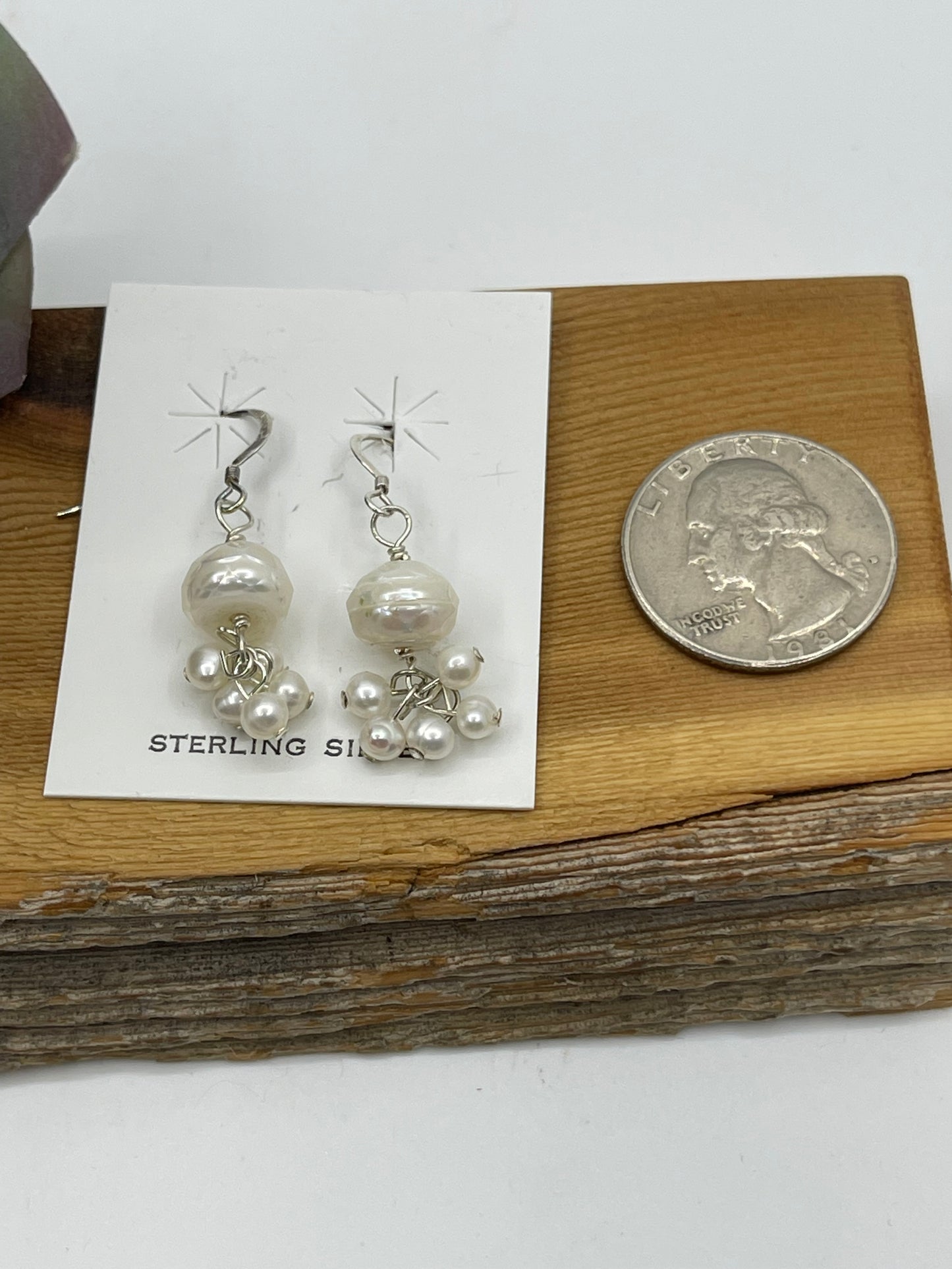 Faceted Freshwater Pearls Dangle Earrings
