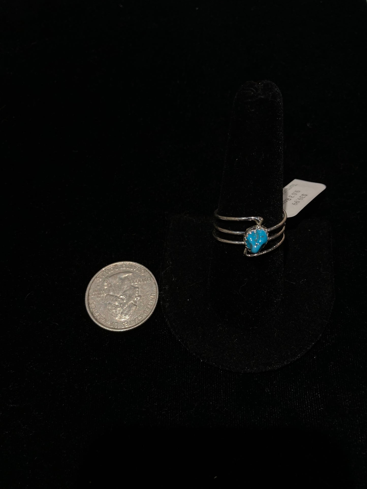 5.0 3 Row Turquoise Ring by Dorothy Yazzie, Navajo