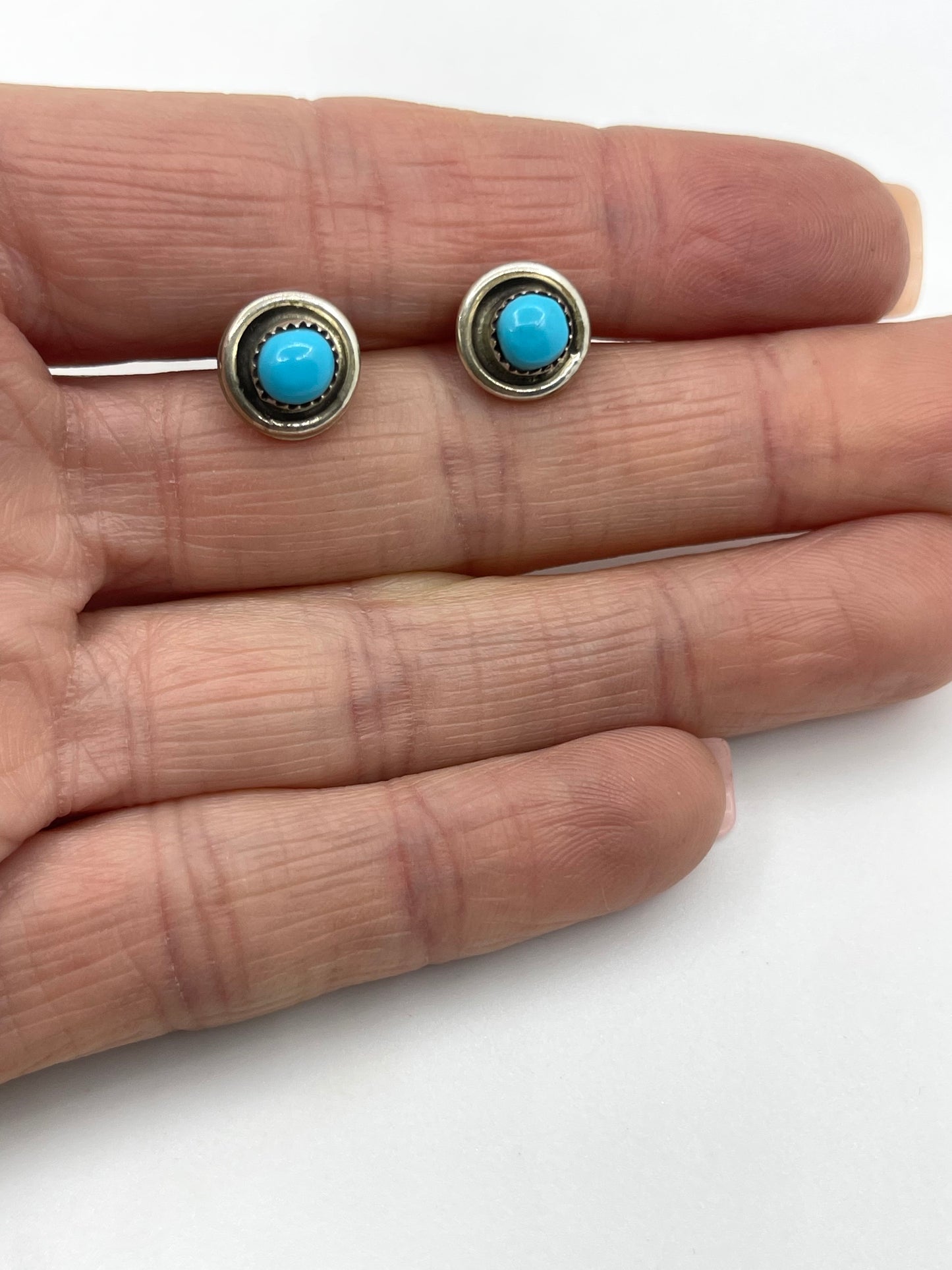 Round Turquoise Post Earings