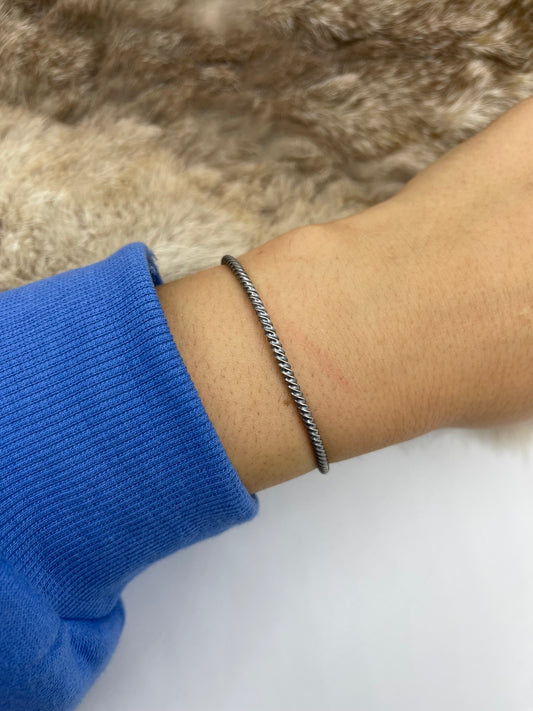 5.5”-7” Twisted Wire Stacker Cuff by Tyrell Jim, Navajo