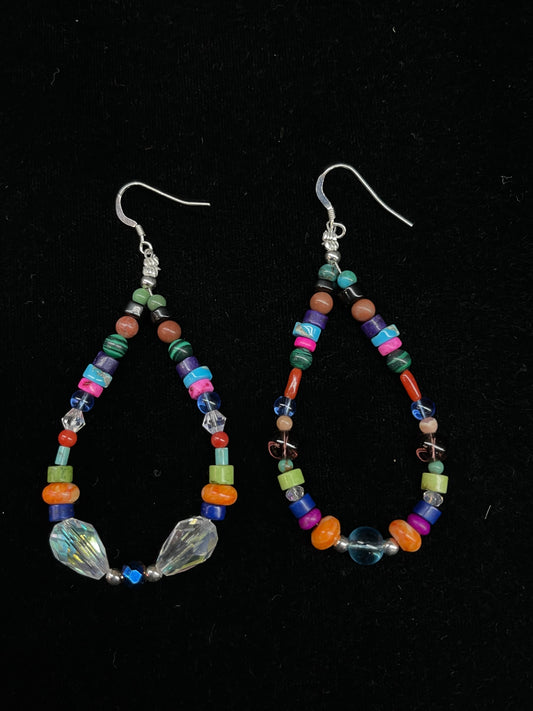 Multi Stone Teardrop Beaded Dangle Earrings