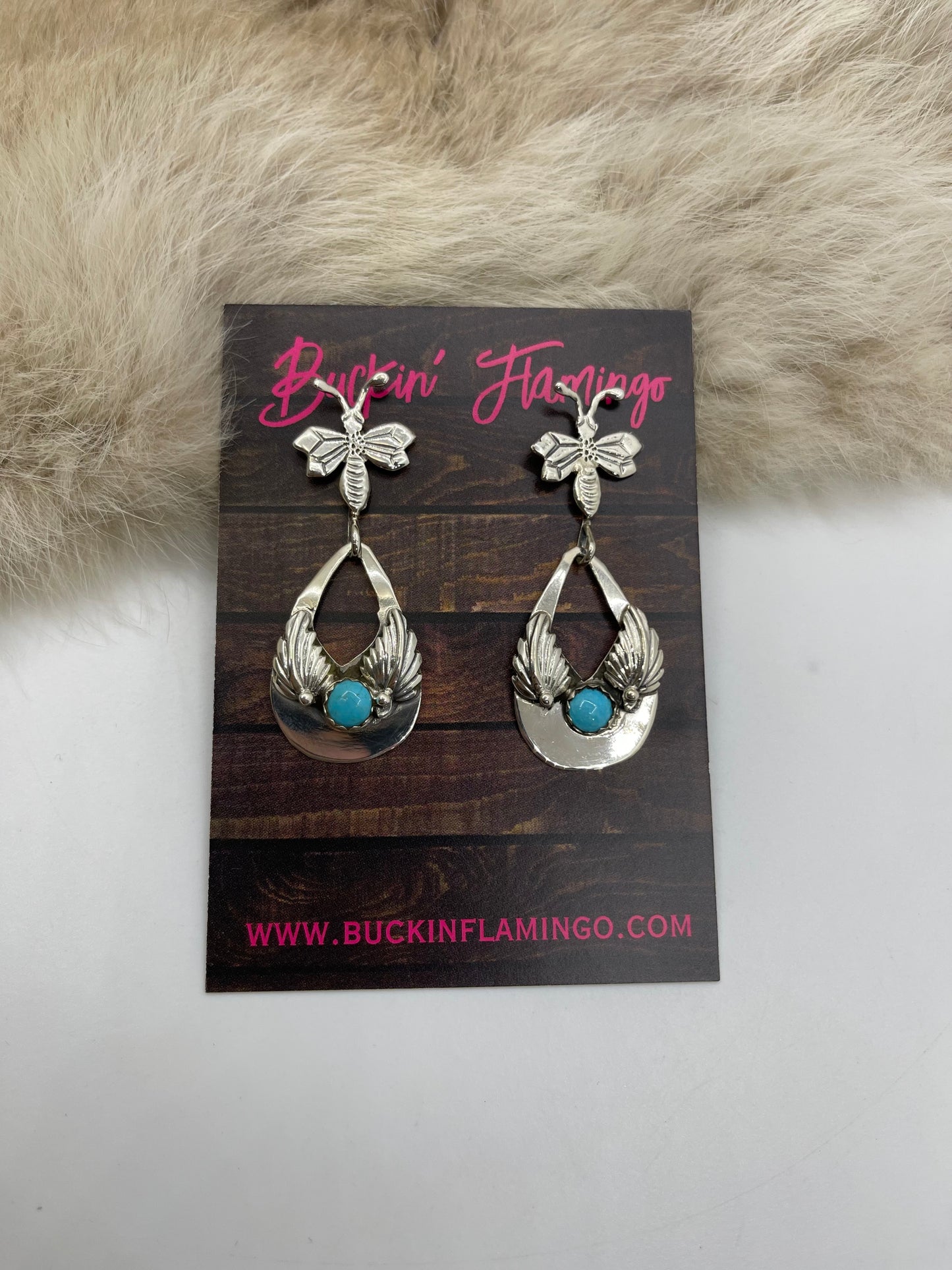 Bumblebee Post Teardrop Dangle Earrings by Phyllis A. Smith, Navajo