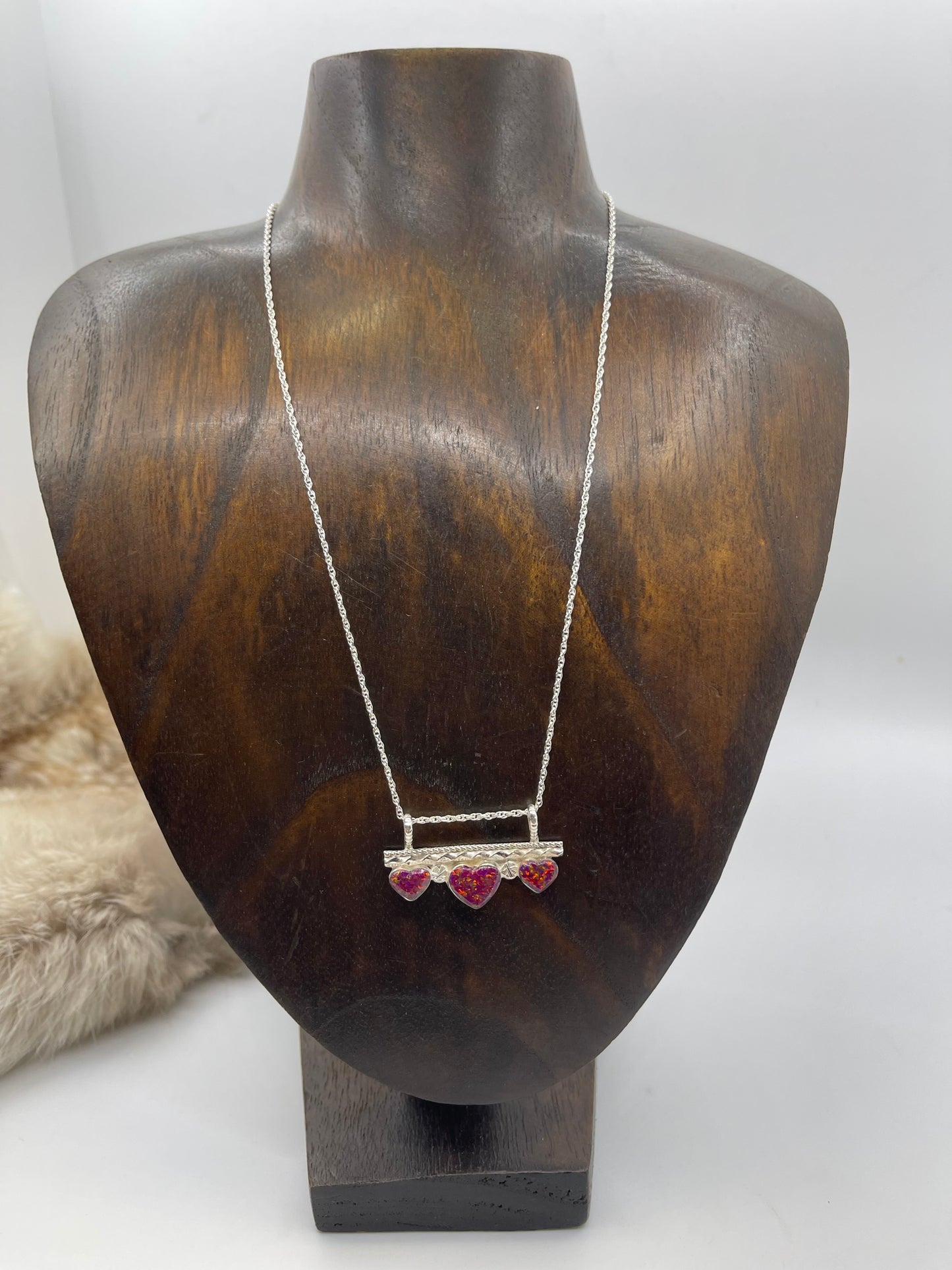 18" Chain with Dark Pink Opal 3.5mm Bale by Donoran Mahler, Navajo