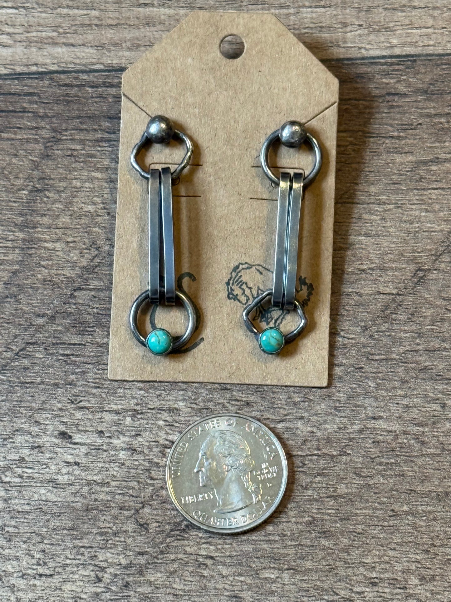 Bad Bronc Paperclip Chain Earrings with Turquoise