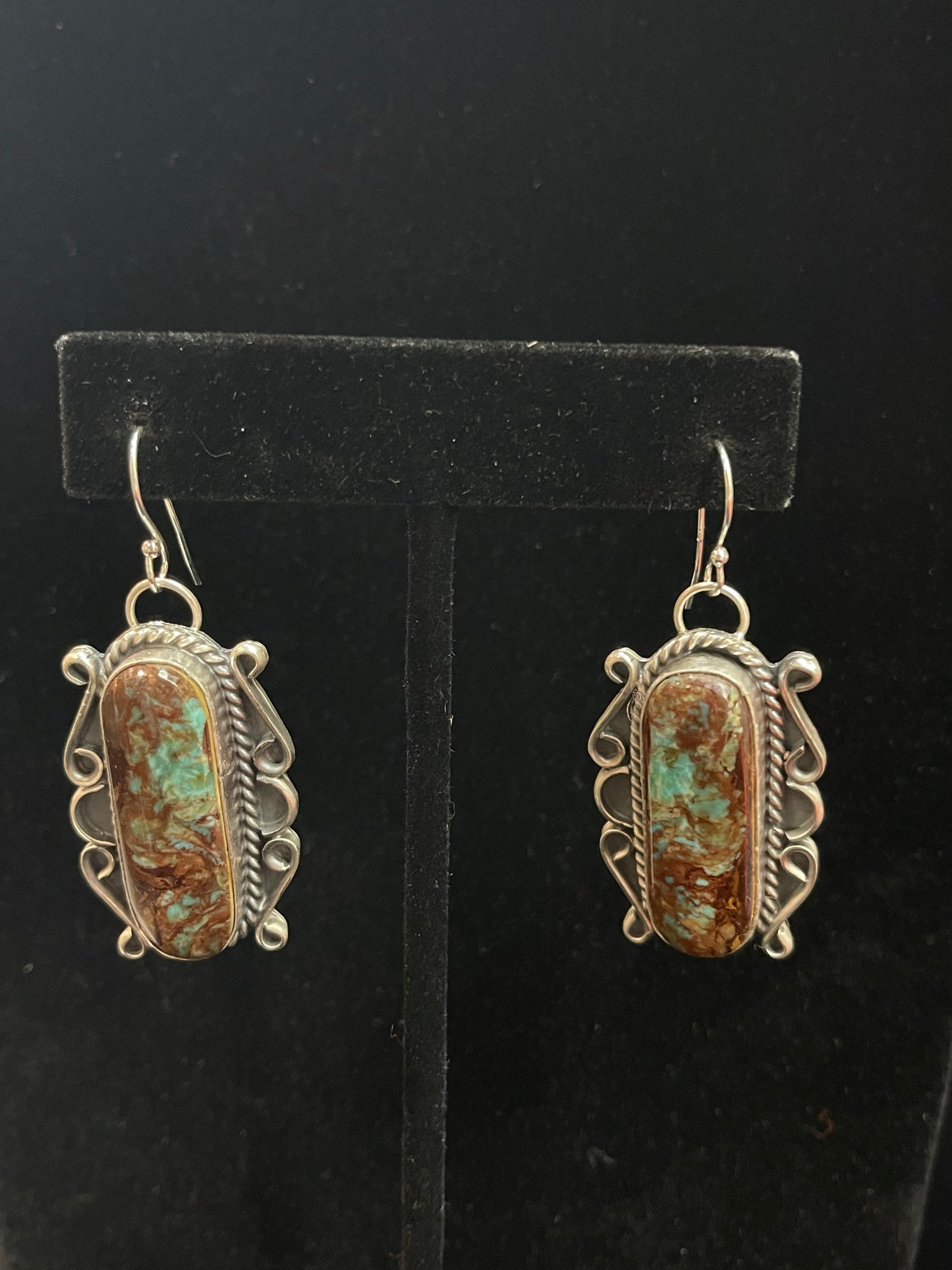 Thunderbird Turquoise Dangle Earrings by Terrell Nez SR., Navajo