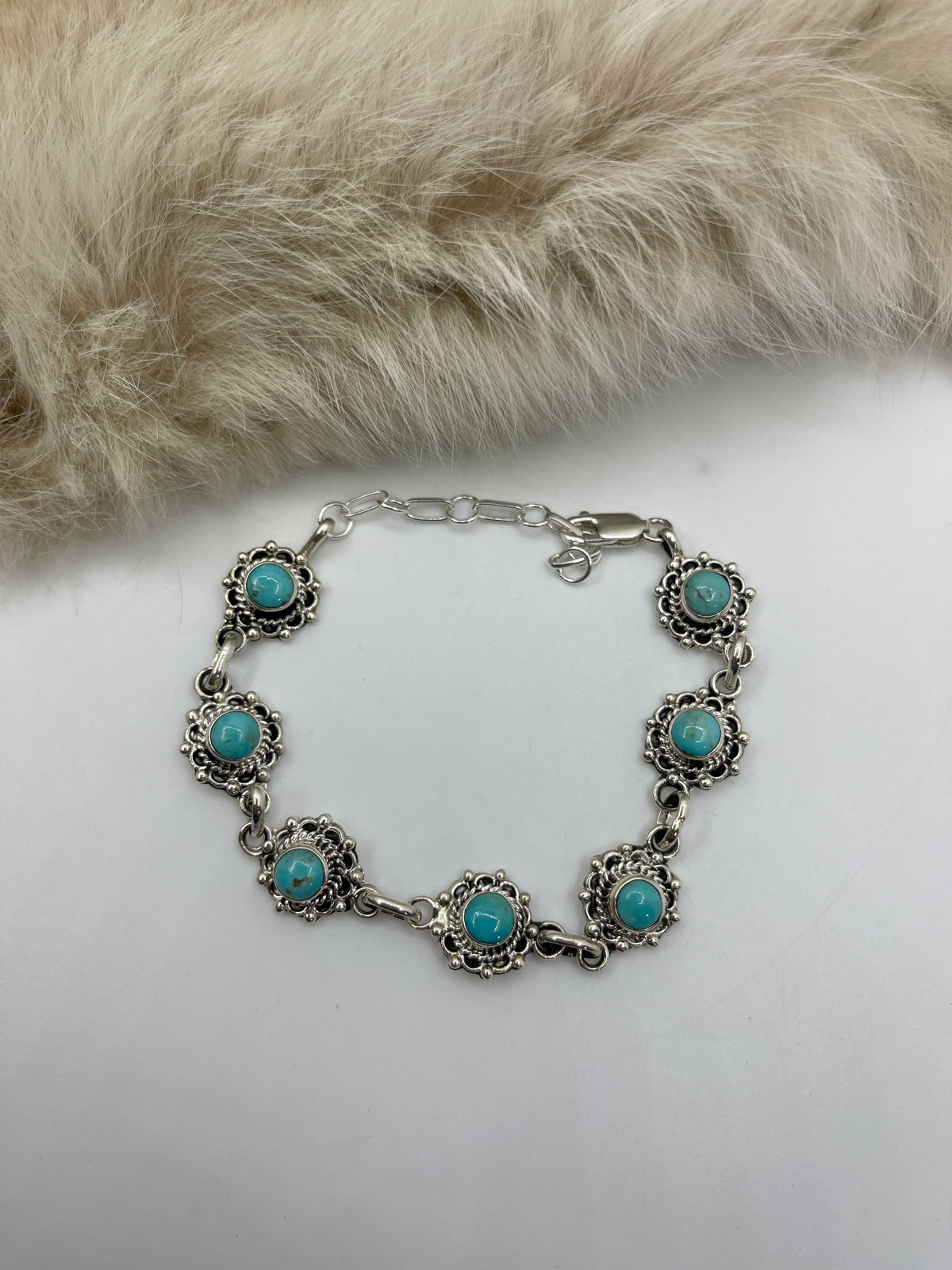 5.5”-7.25” Turquoise Bracelet by Charlene Yazzie, Navajo
