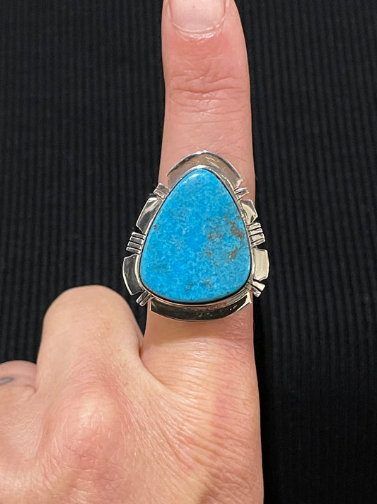 9.0 Turquoise Ring by Evelyn Bahe, Navajo