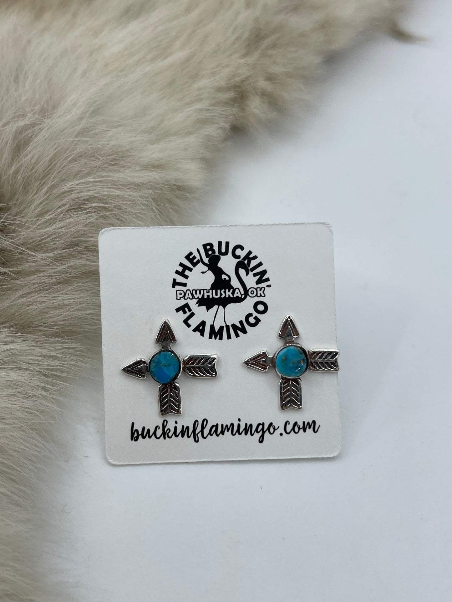 Crossed Arrow Post Earrings with Turquoise