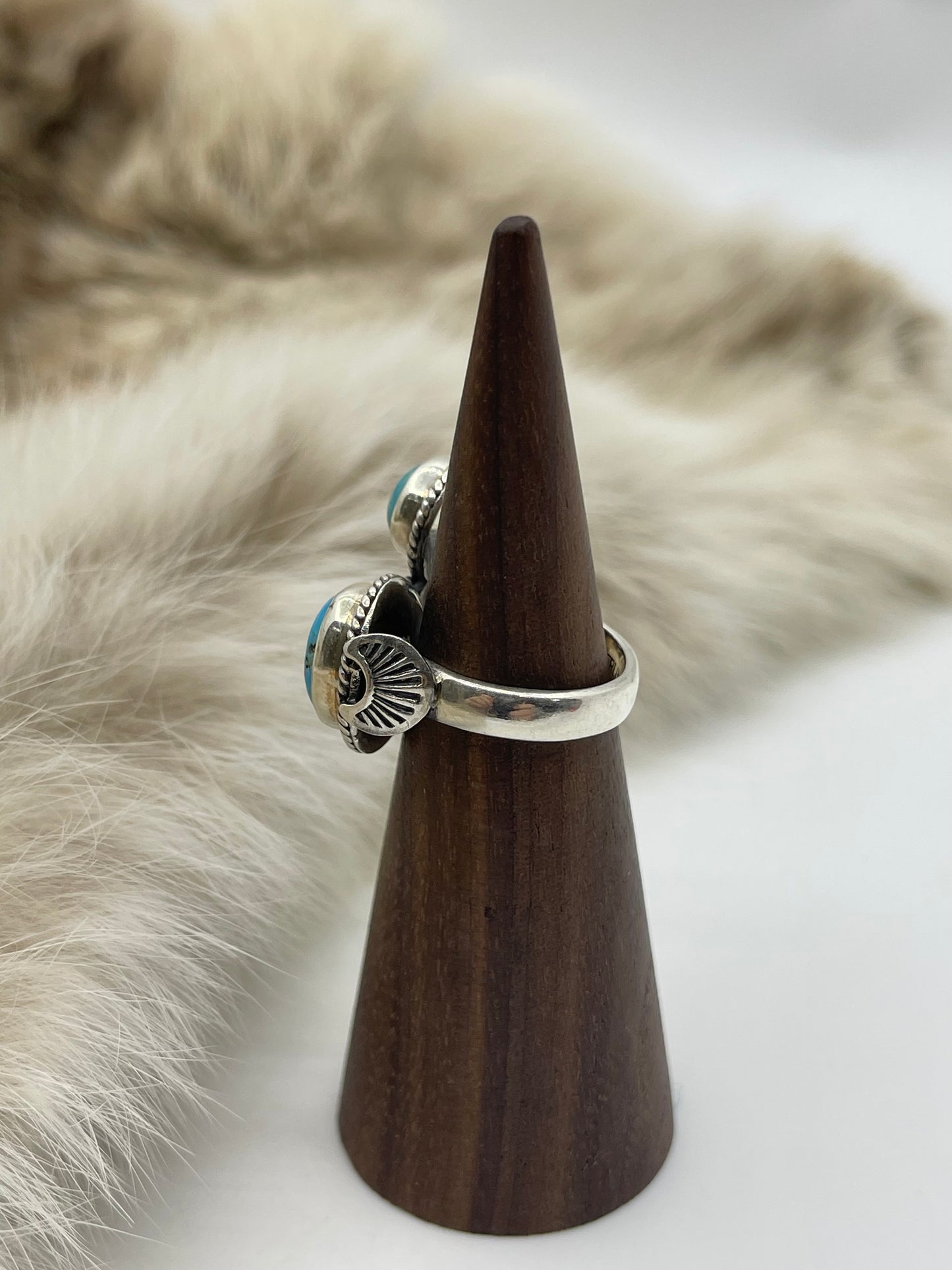 7.0 3 Stone Sleeping Beauty Turquoise Ring