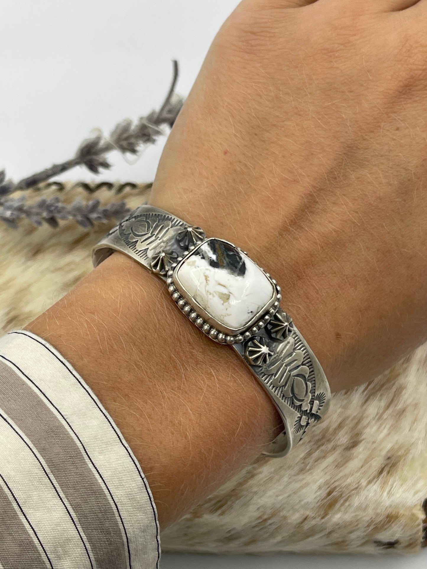 6"-7 1/2" White Buffalo Cuff by Boyd Ashley, Navajo