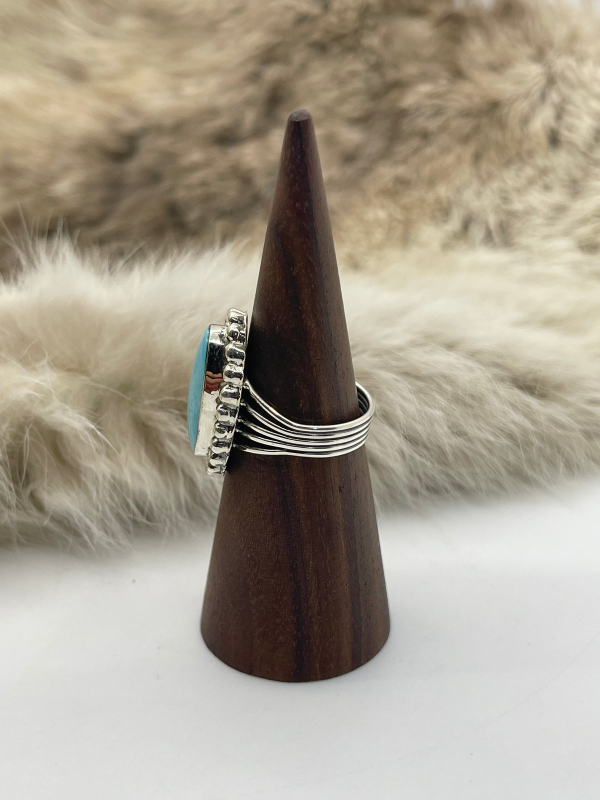 7.5 Turquoise Ring by James Bahe, Navajo