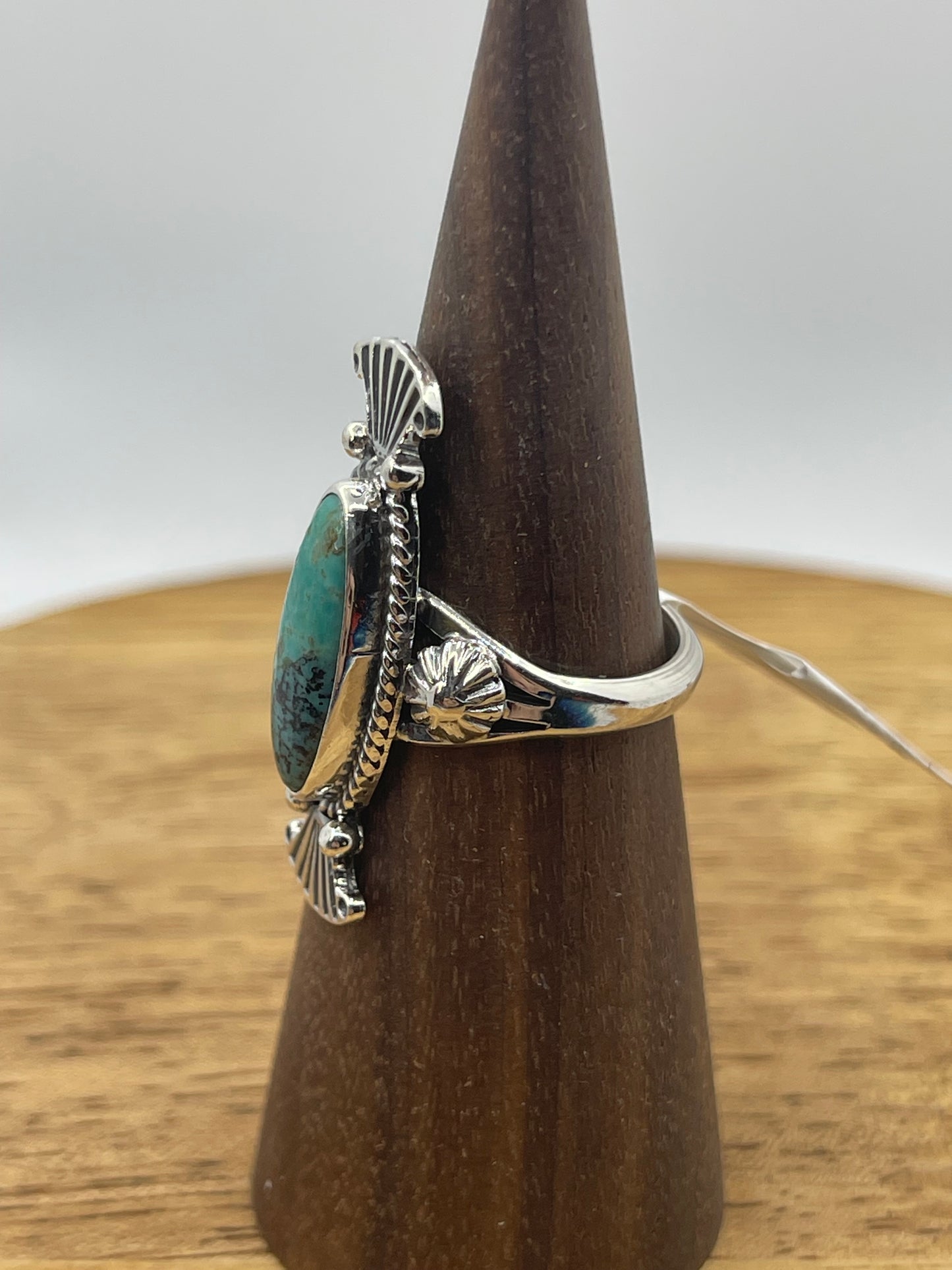 11.0 Turquoise Oval Ring by Daniel Benally, Navajo