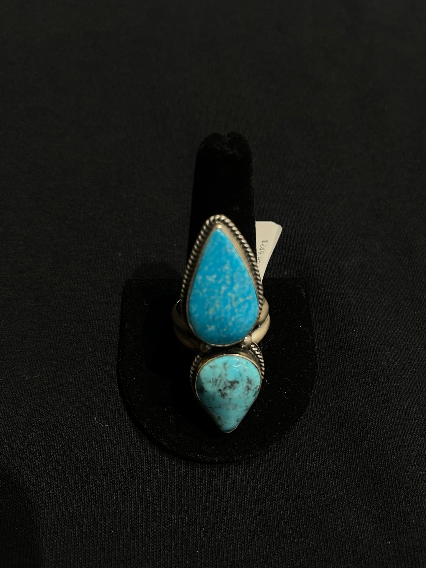 12.0 2 Stone Kingman Turquoise Ring by John Nelson, Navajo