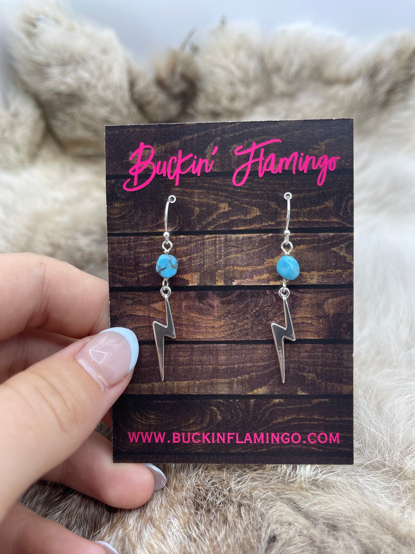 Turquoise & Lighting Bolt Dangle Earrings