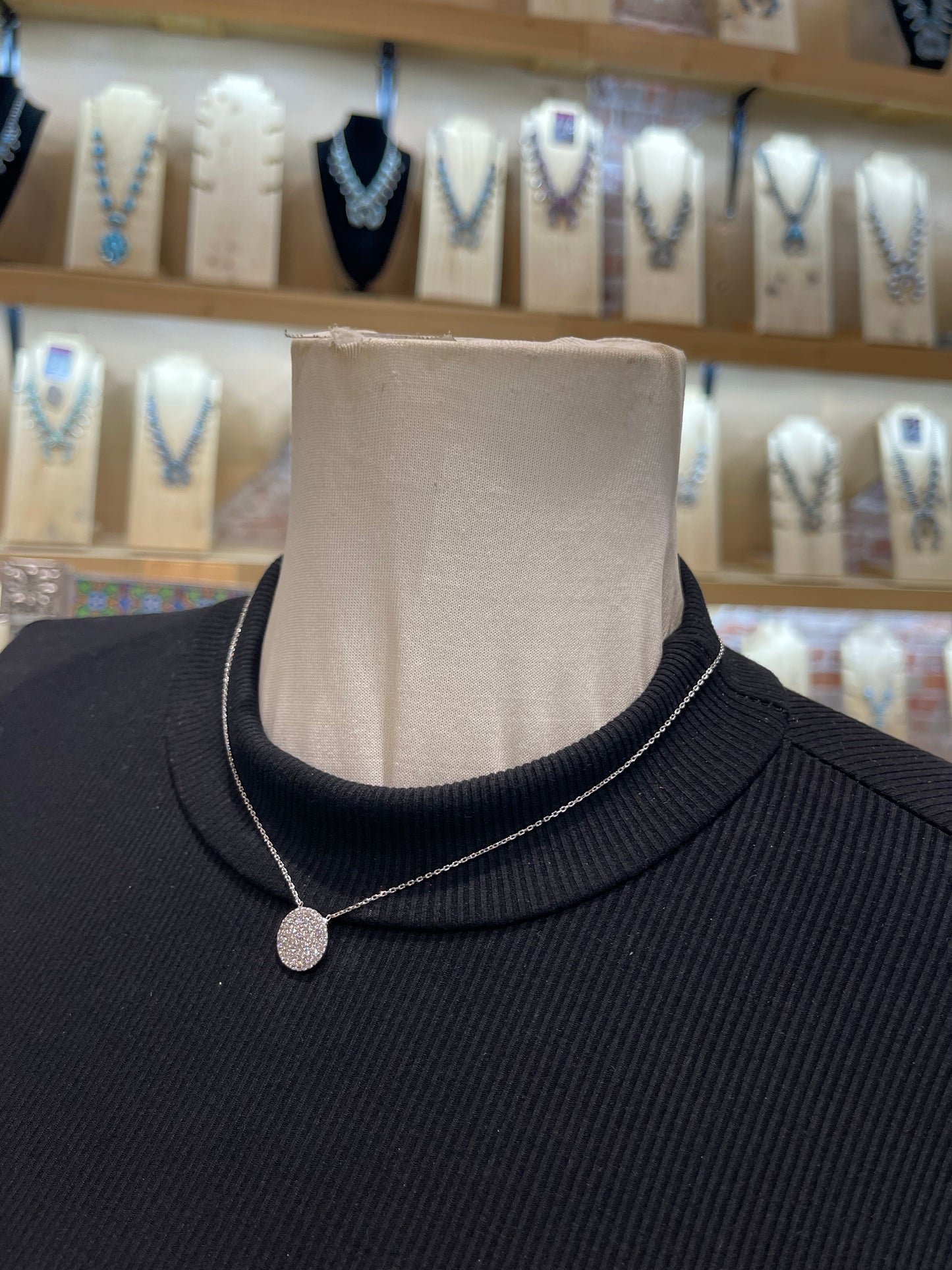 16”+2” Extender Cubic Zirconia & Sterling Necklace