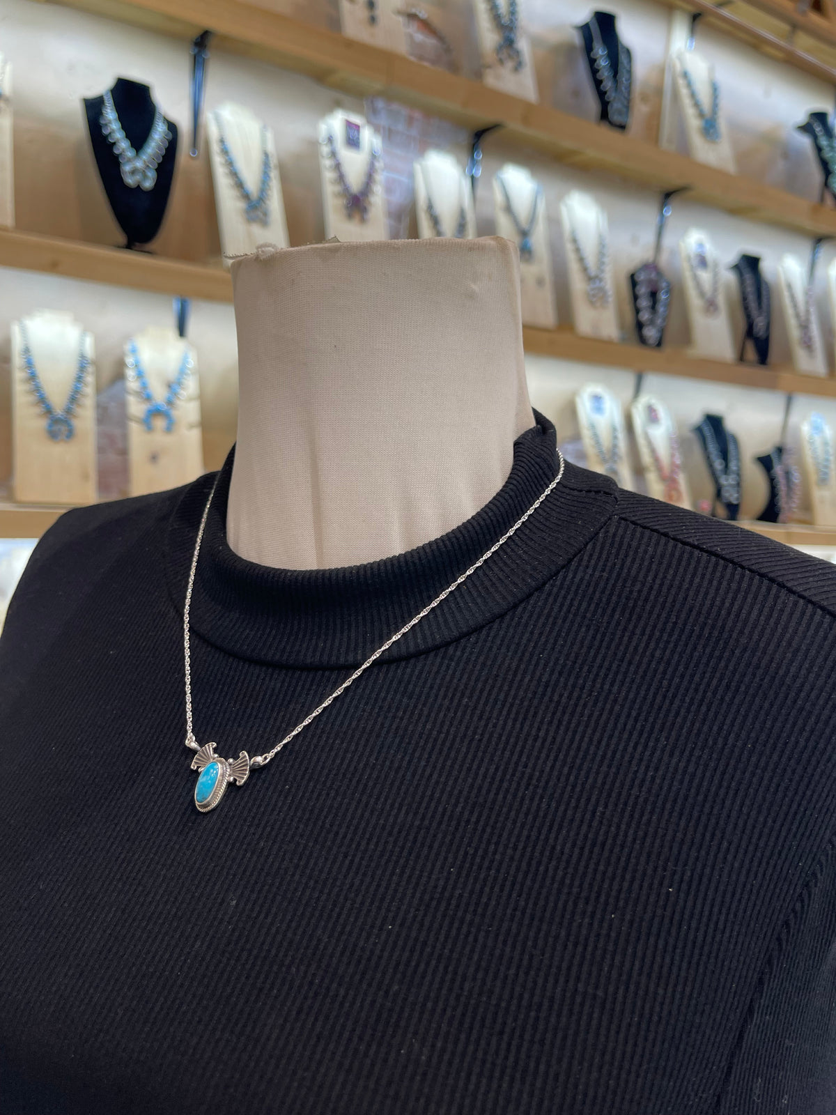 18" Dainty Turquoise Necklace by Verley Betone, Navajo