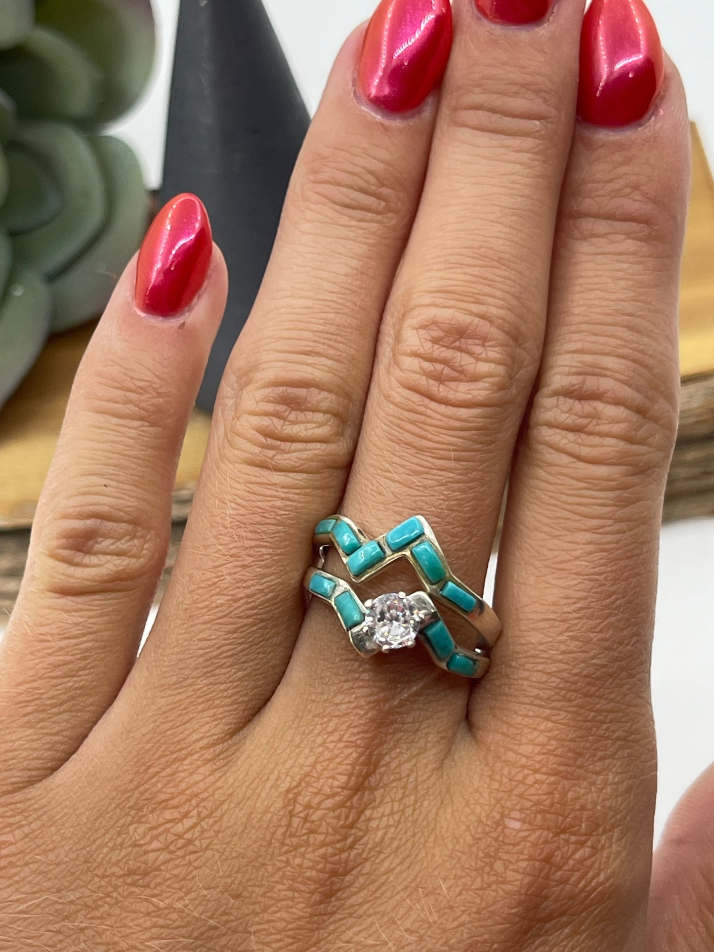 8.0 Turquoise Wedding Set by Darlene Noble, Navajo