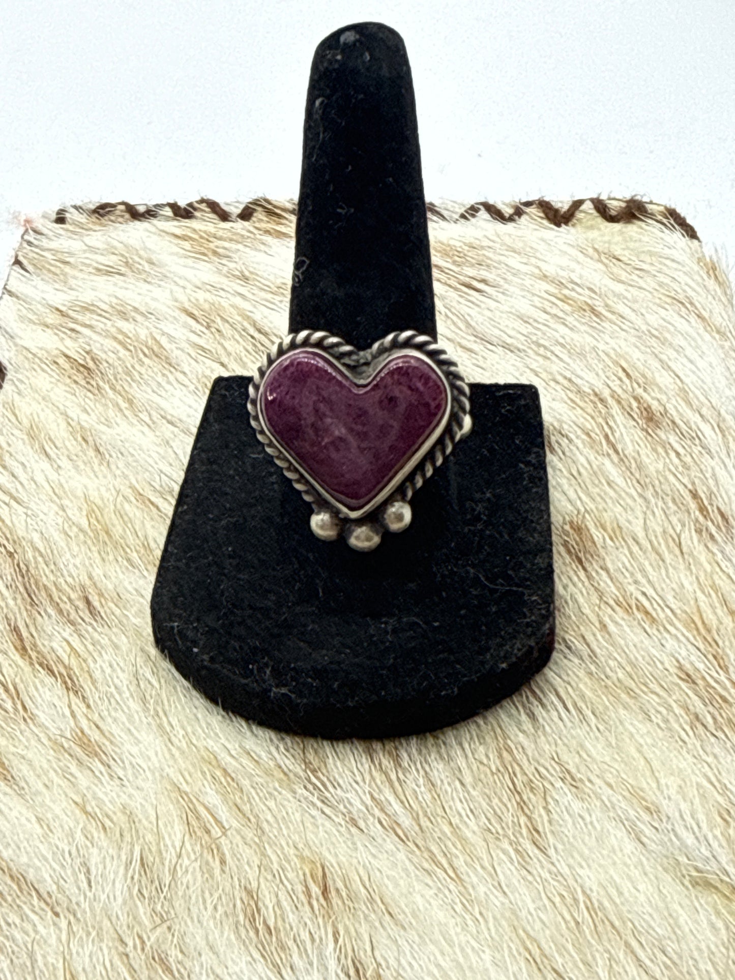 Adjustable Purple Spiny Ring by Irene Kee, Navajo