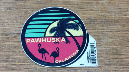 Flamingo and Palm Tree - Pawhuska, OK - sticker