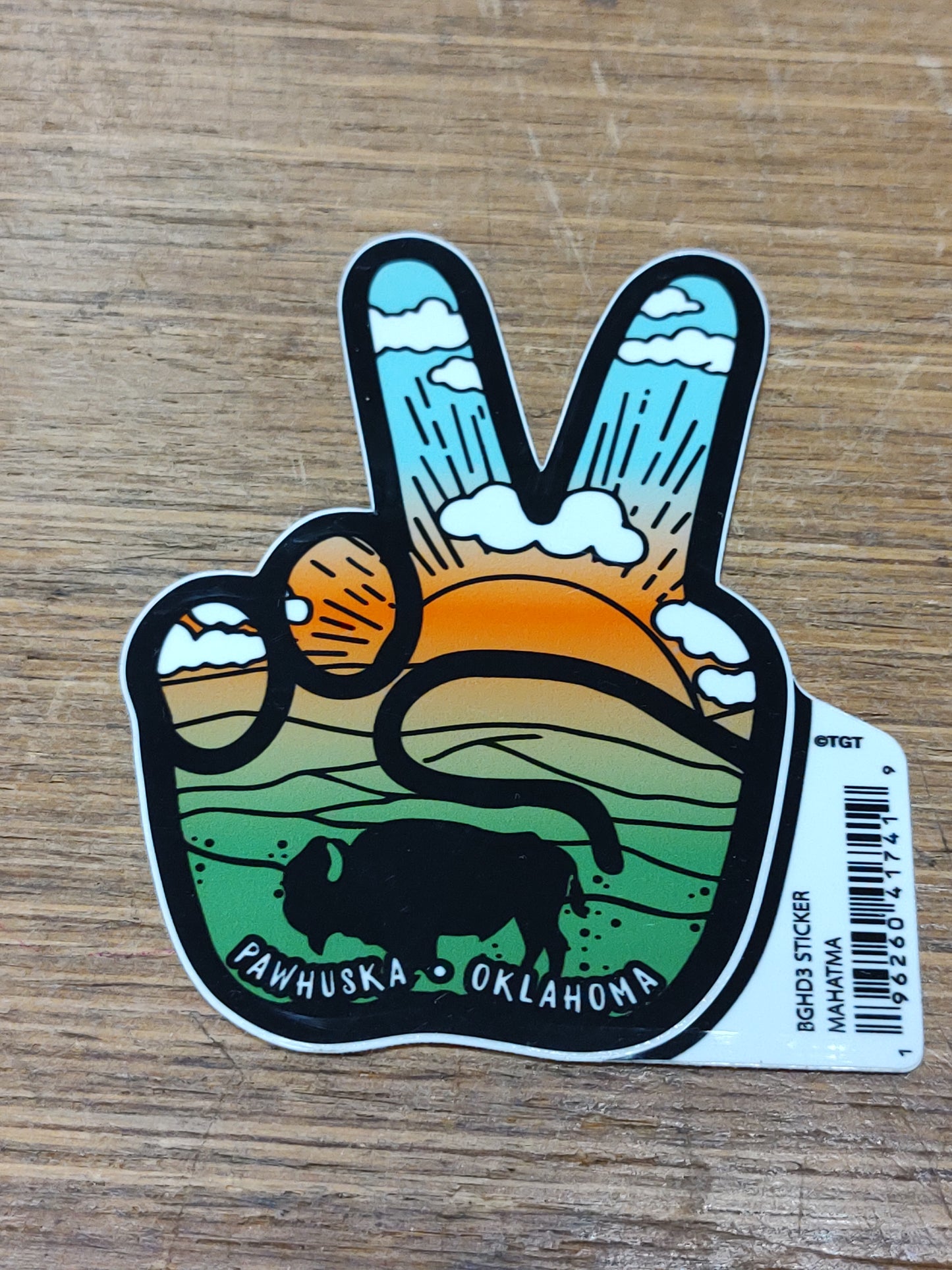 Peace with Buffalo and Sunset Pawhuska, OK - sticker