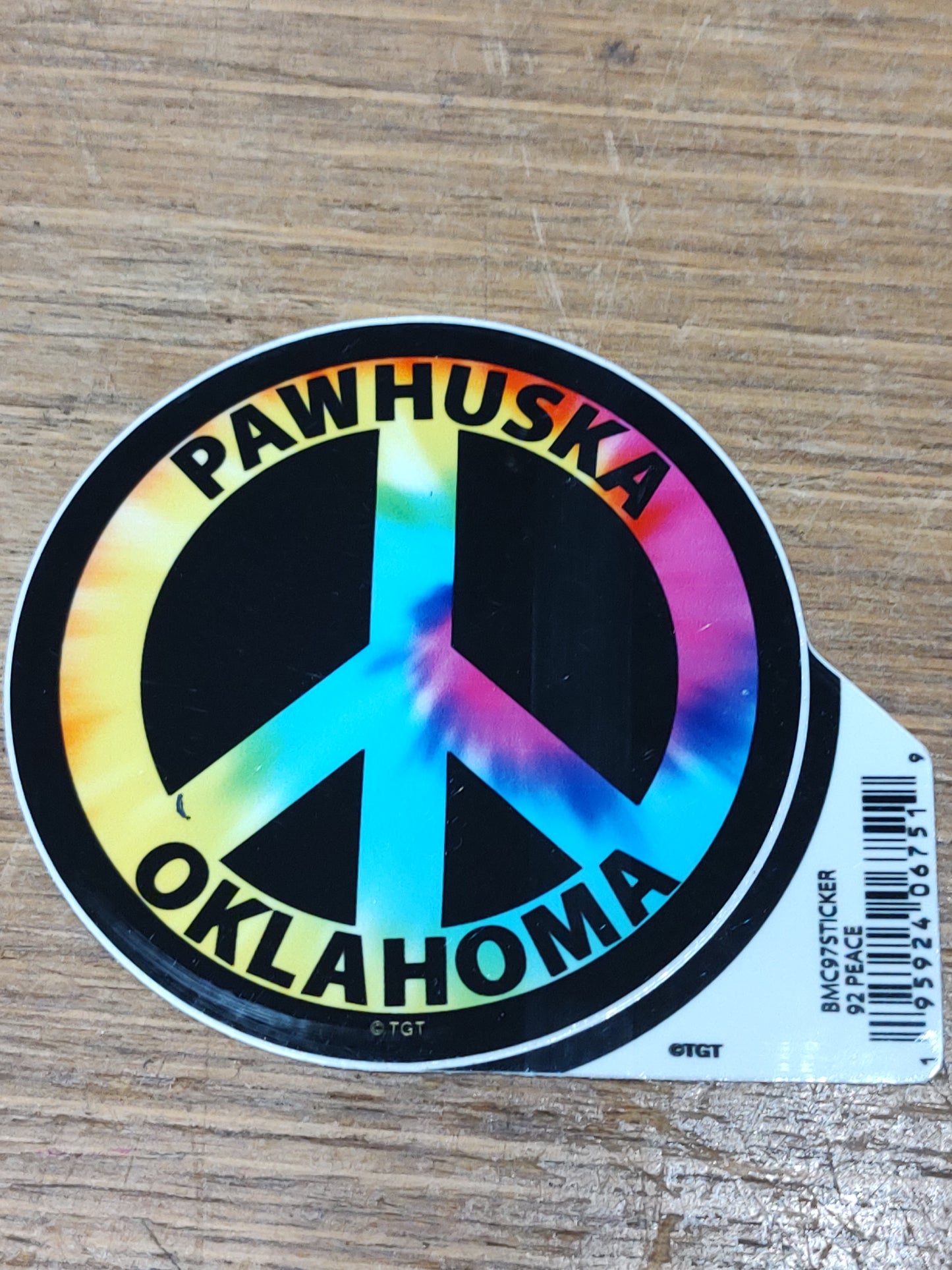 Peace with tie die Pawhuska, OK - sticker