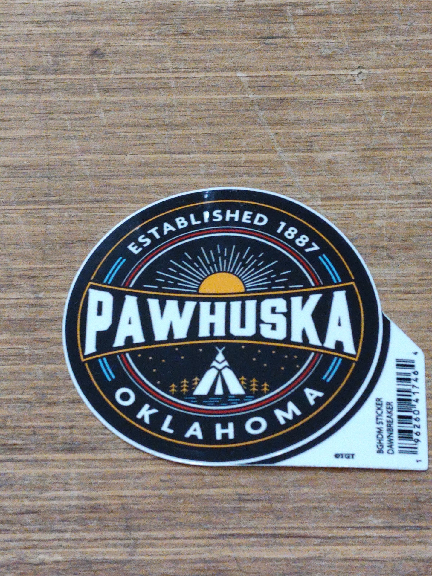 Established 1887 Sun and Tipi Pawhuska, OK - sticker