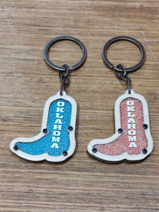 Sparkle Boot Oklahoma Keychain