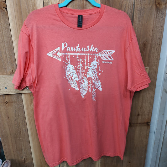 White Feathers and Arrow Pink Pawhuska Shirt