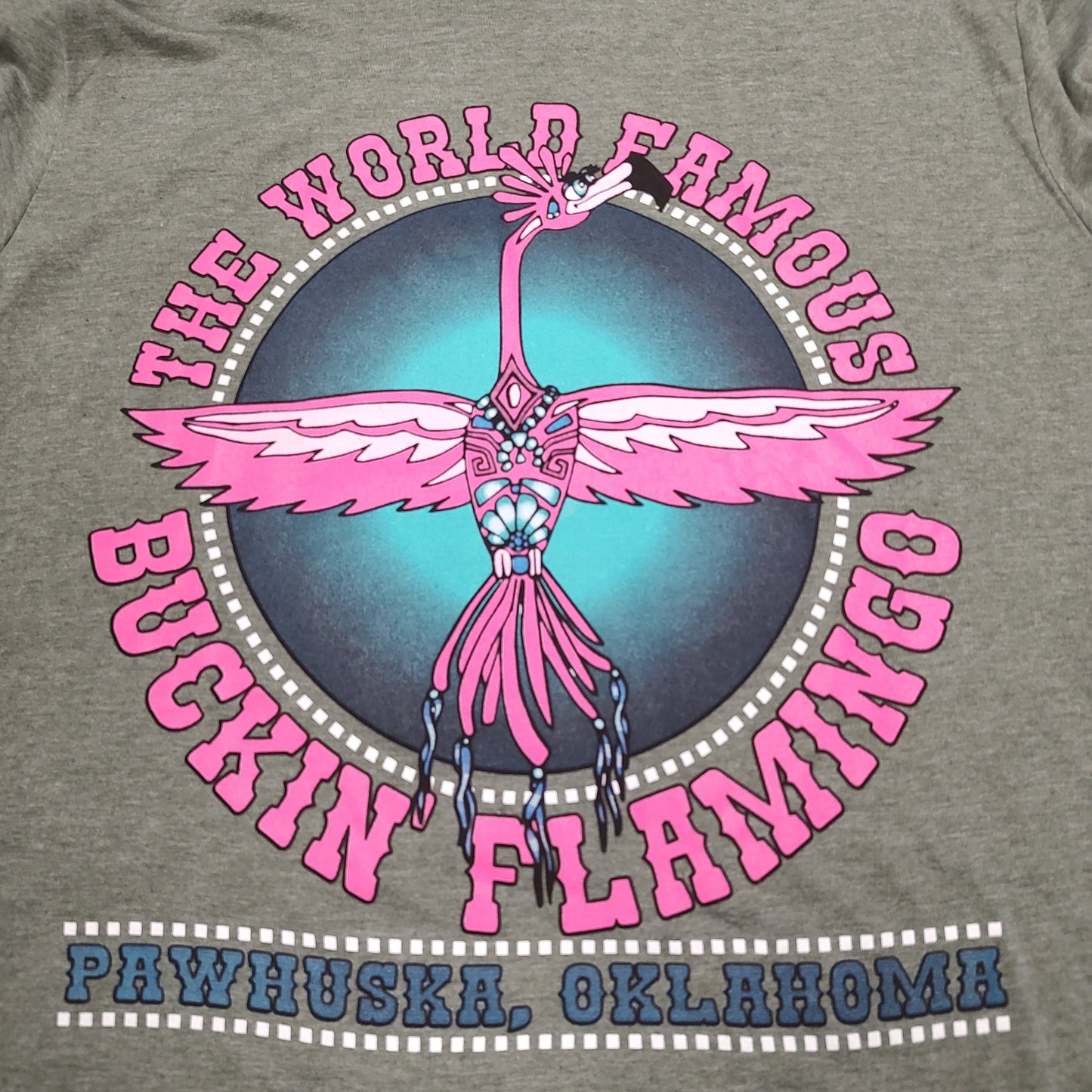 Hunter Green World Famous Buckin' Flamingo with T-Bird Flamingo Shirt