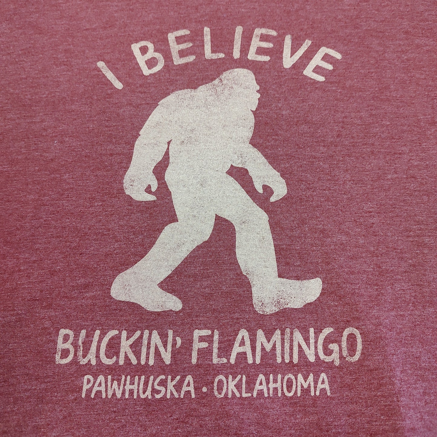 Maroon Bigfoot Believe Shirt