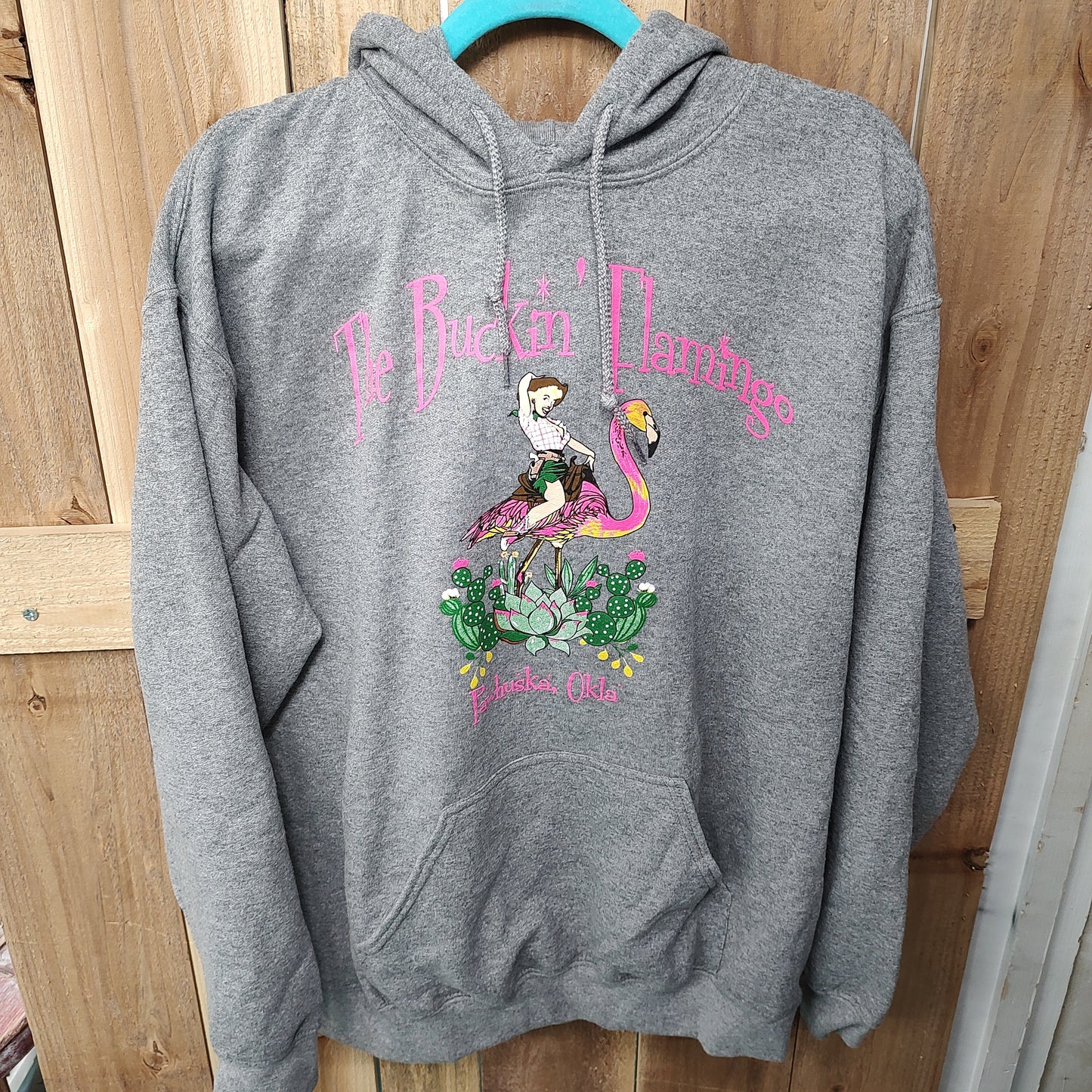 Grey Original Buckin' Flamingo Hoodie