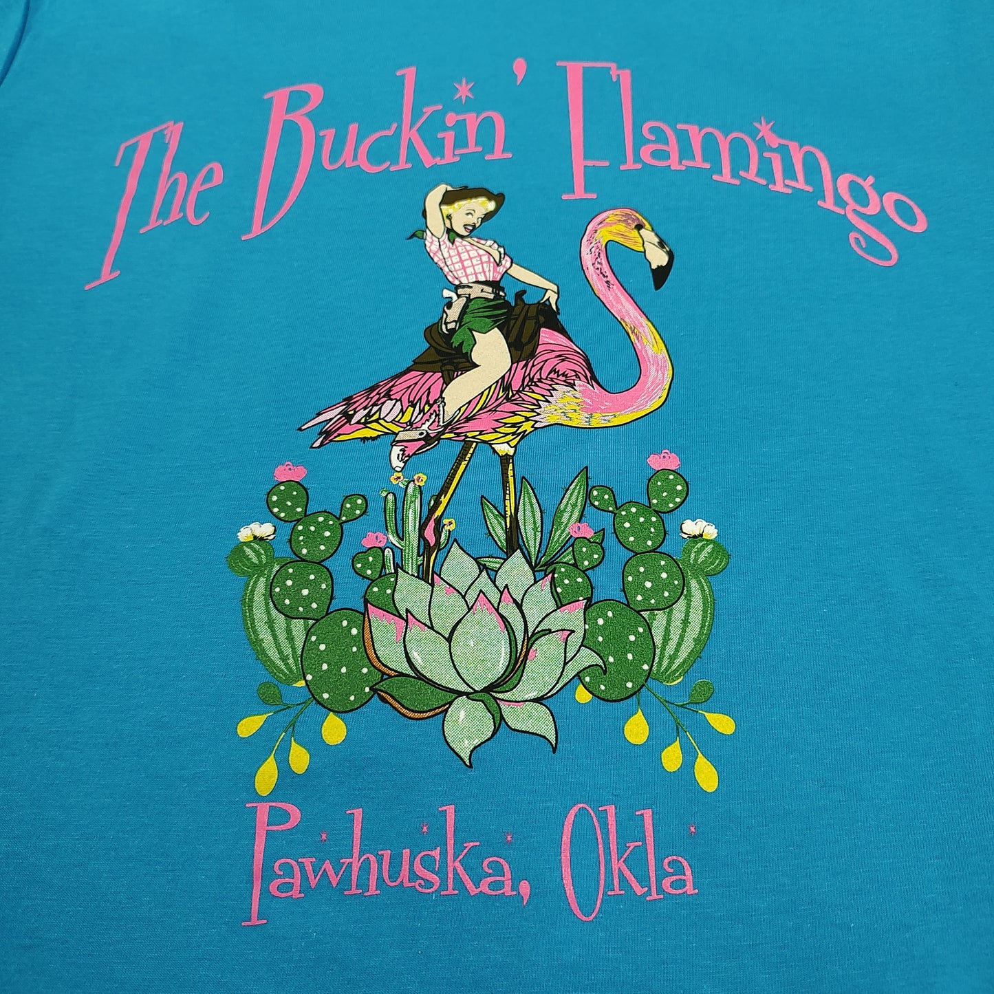 Turquoise Original Buckin Flamingo T-Shirt