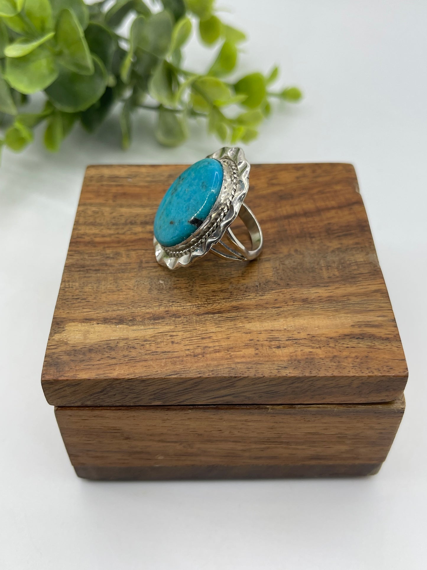 5.5 Kingman Turquoise Ring by Samuel Yellowhair, Navajo