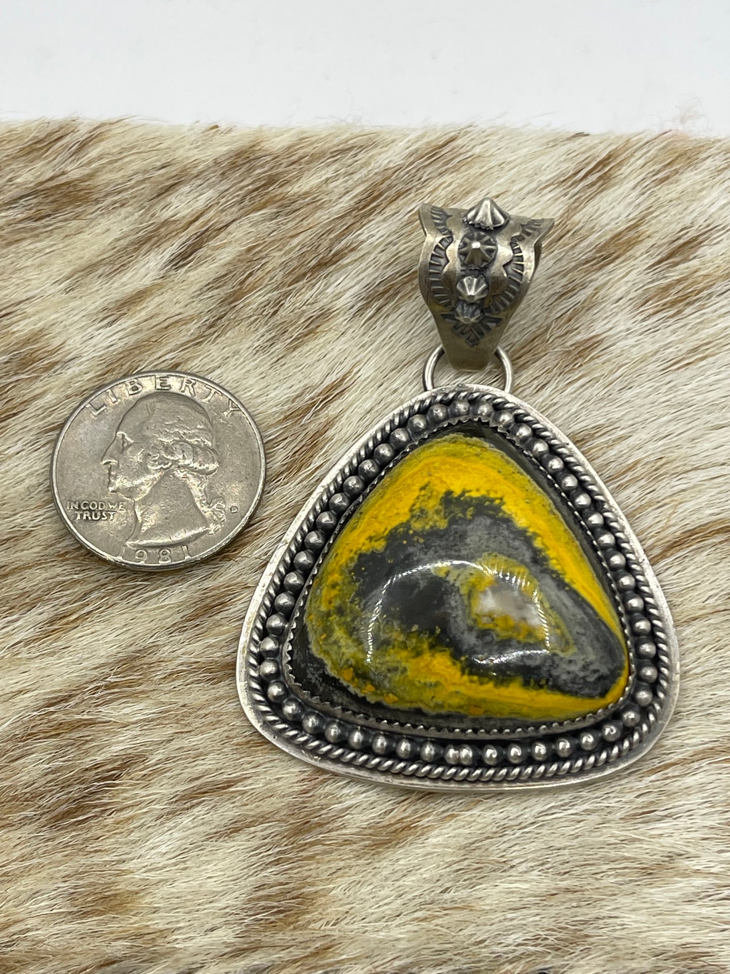 Bumblebee Jasper Pendant by Kevin Billah, Navajo