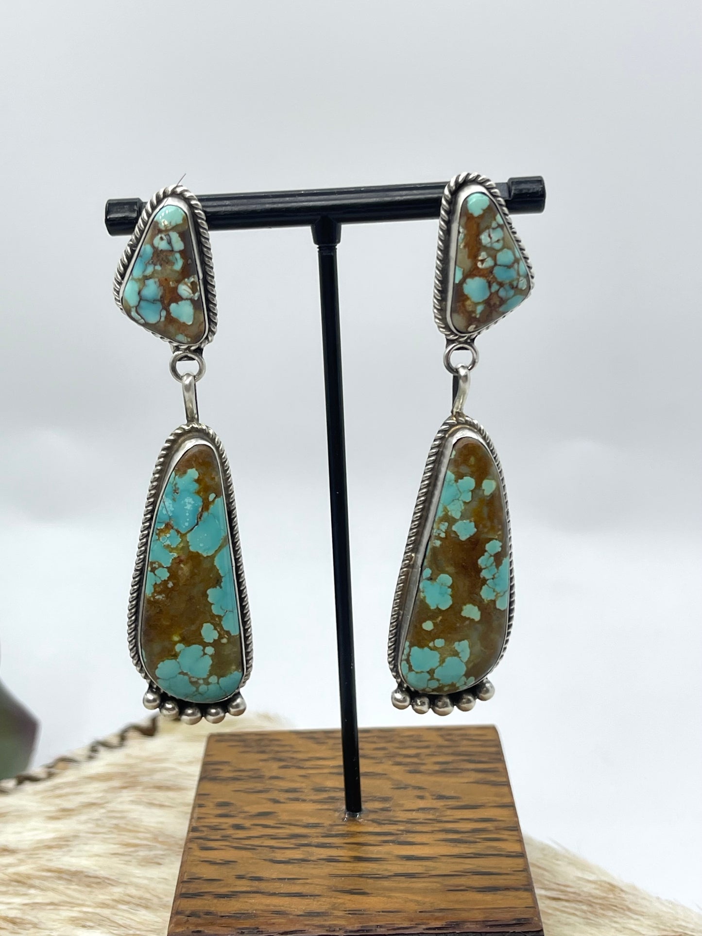 #8 Turquoise Two Stone Post Earrings by Judith Dixon, Navajo