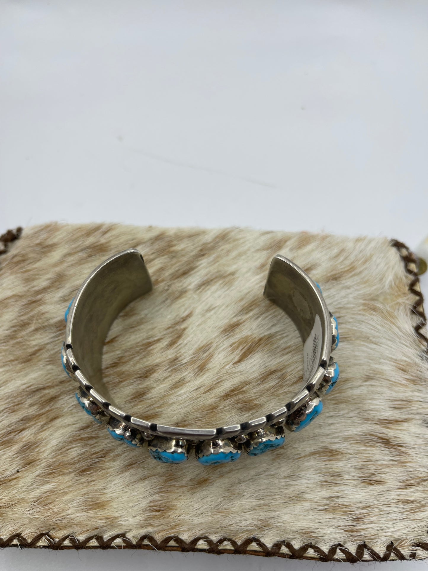 7 1/4" 11 Turquoise Stone Cuff by Maryann Spencer, Navajo