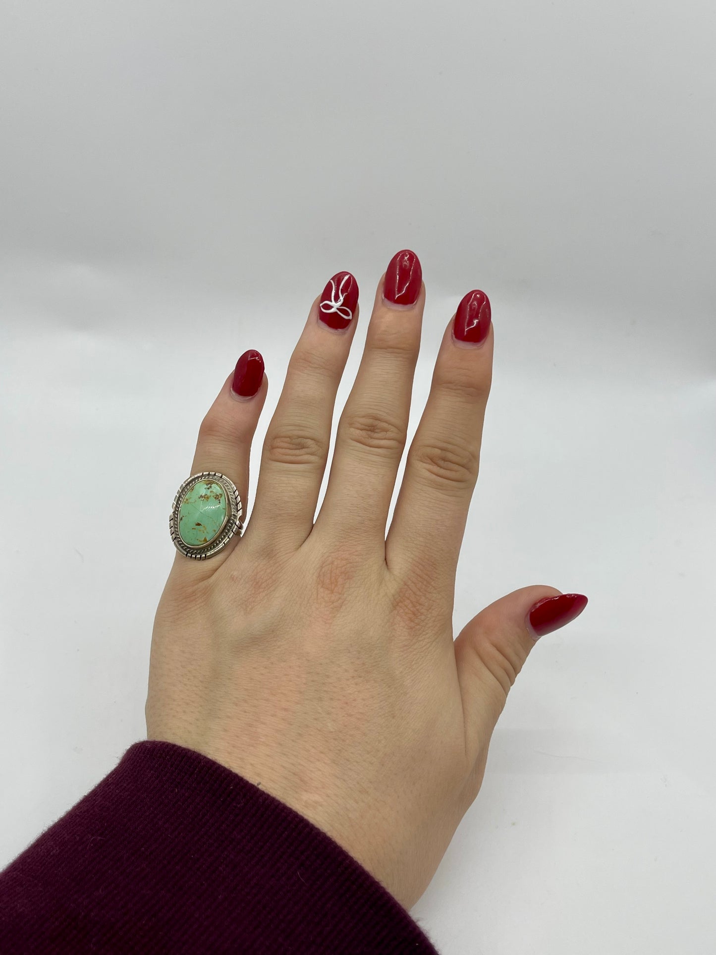 4.5 Oval Royston Turquoise Ring By Peggy Skeets Navajo