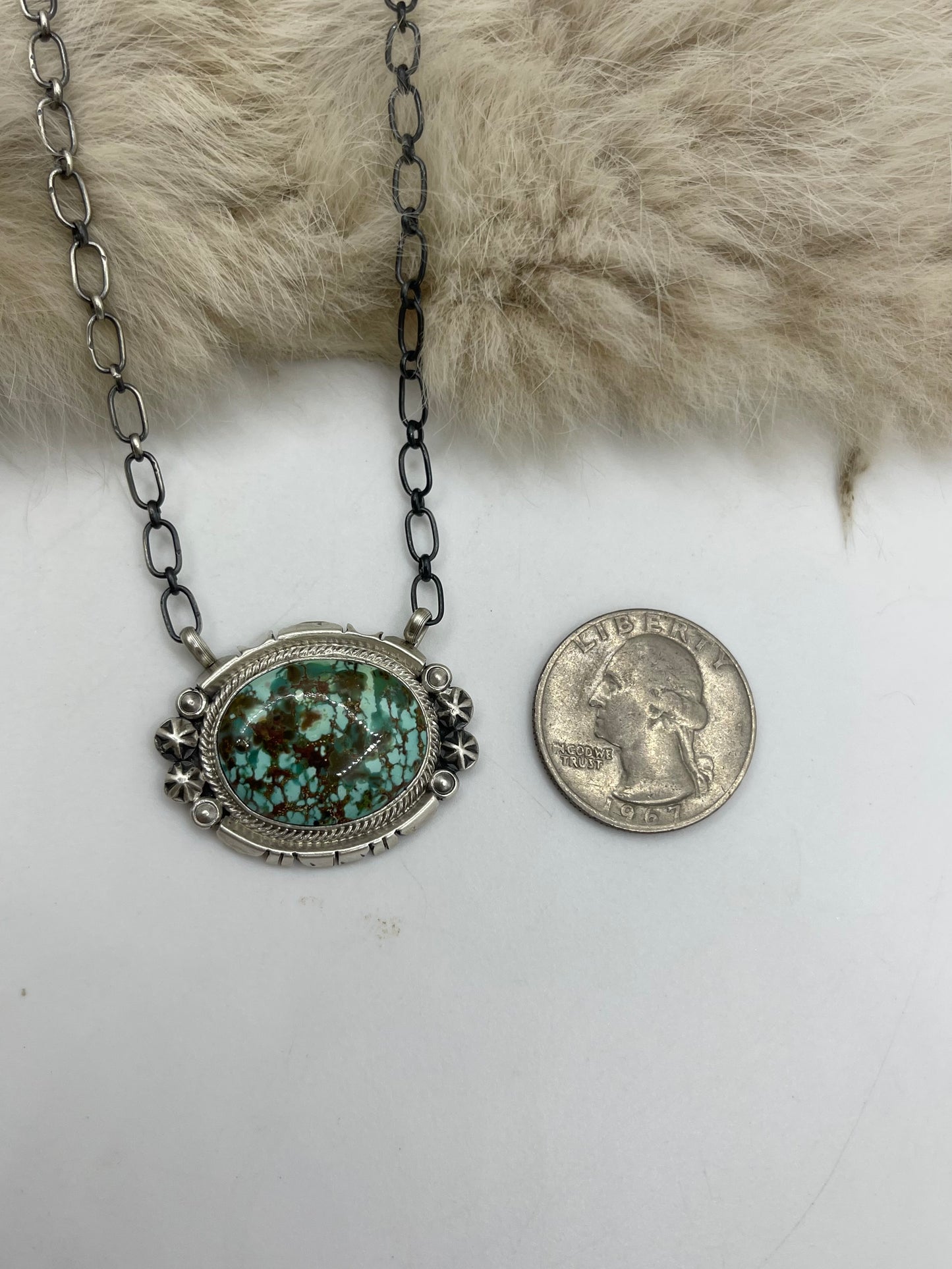 18" High-grade Kingman Web Turquoise Necklace by Marita Benally, Navajo