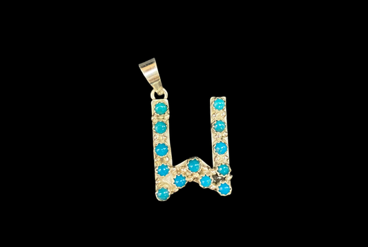 "W" Turquoise Pendant by Scott Skeets, Navajo