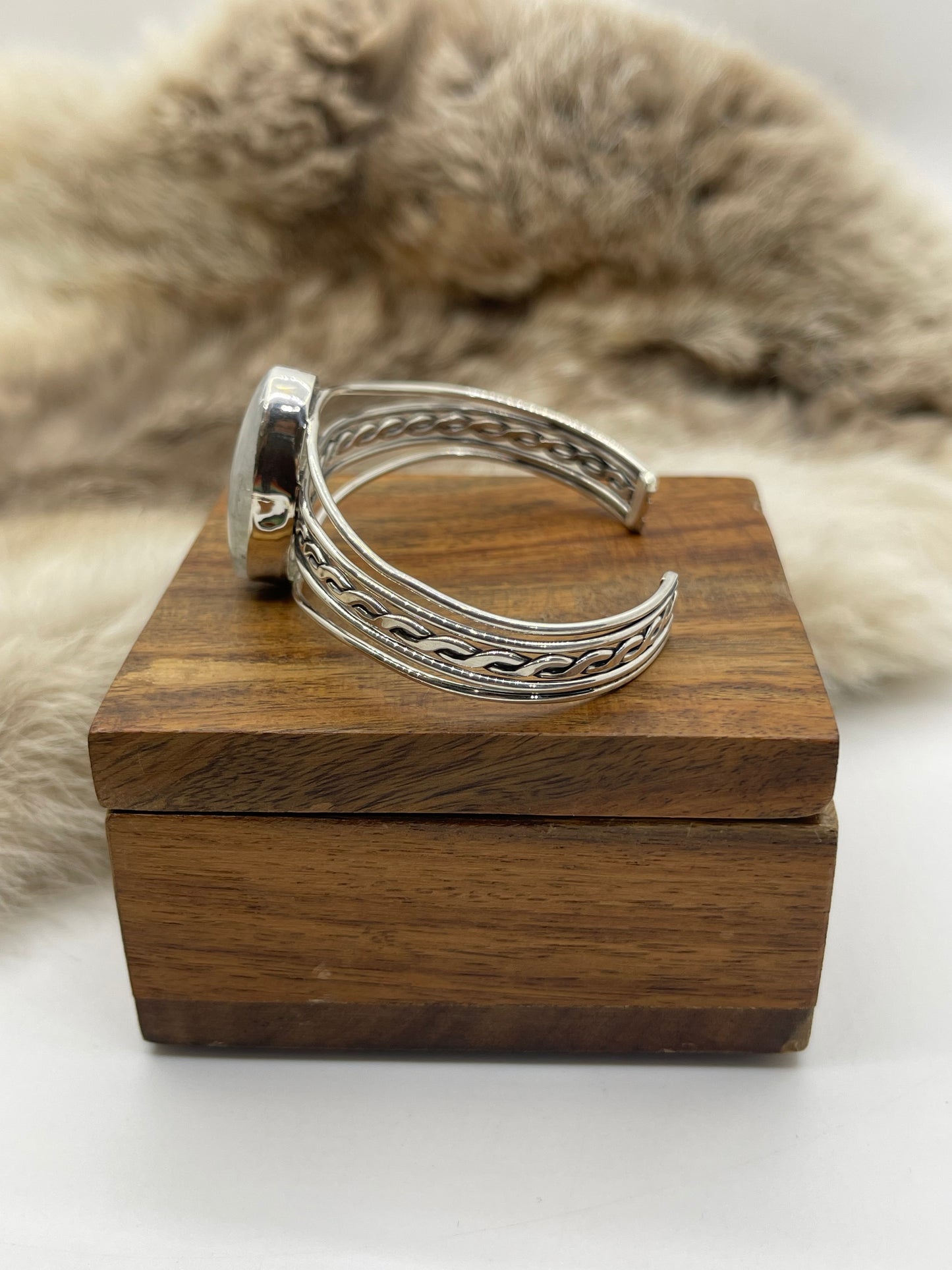 5.5”-7” Moonstone Cuff by Joelias Draper, Navajo