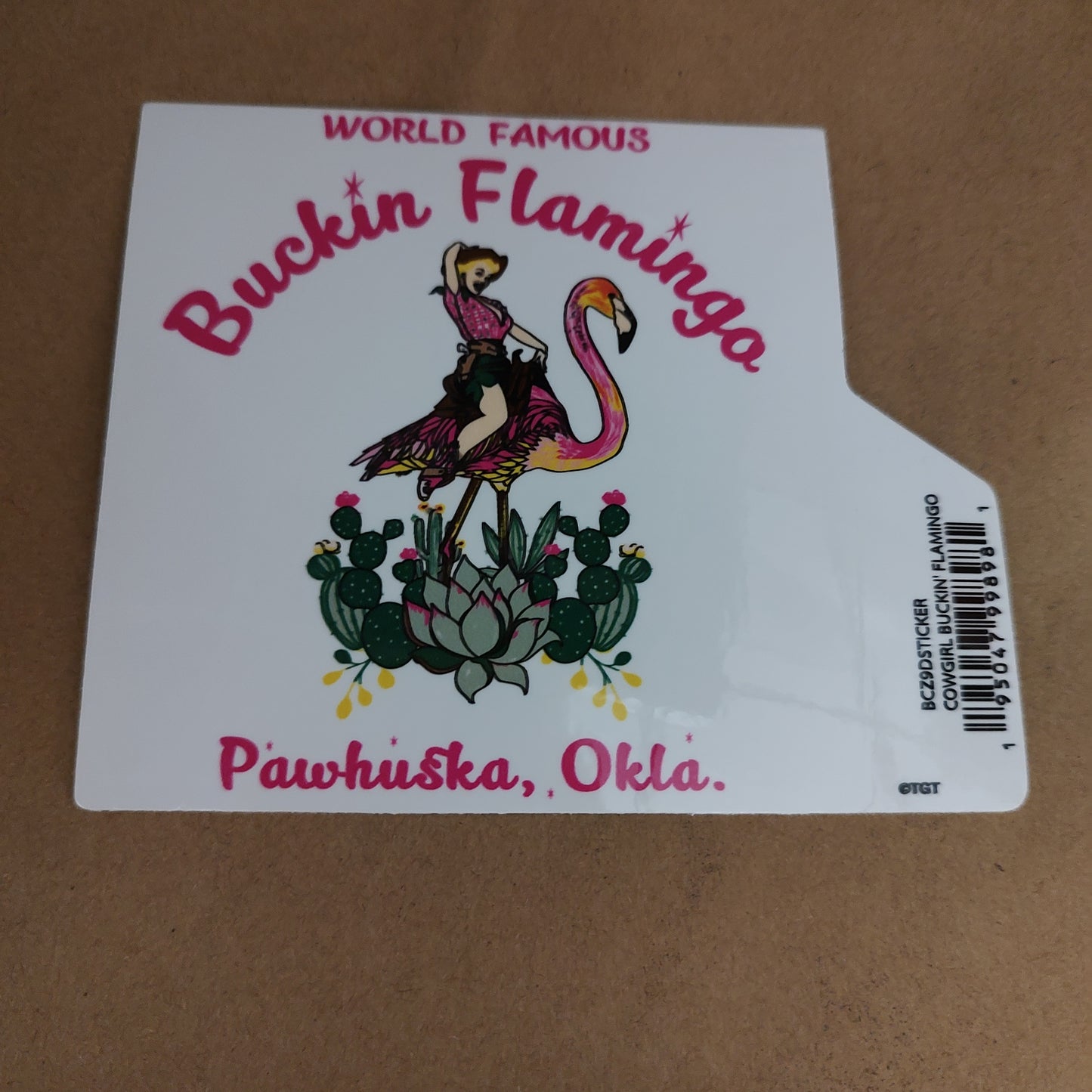 World Famous Buckin' Flamingo Pawhuska Sticker