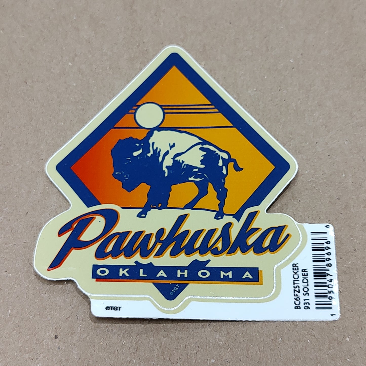 Pawhuska Oklahoma Sunset with Buffalo- sticker