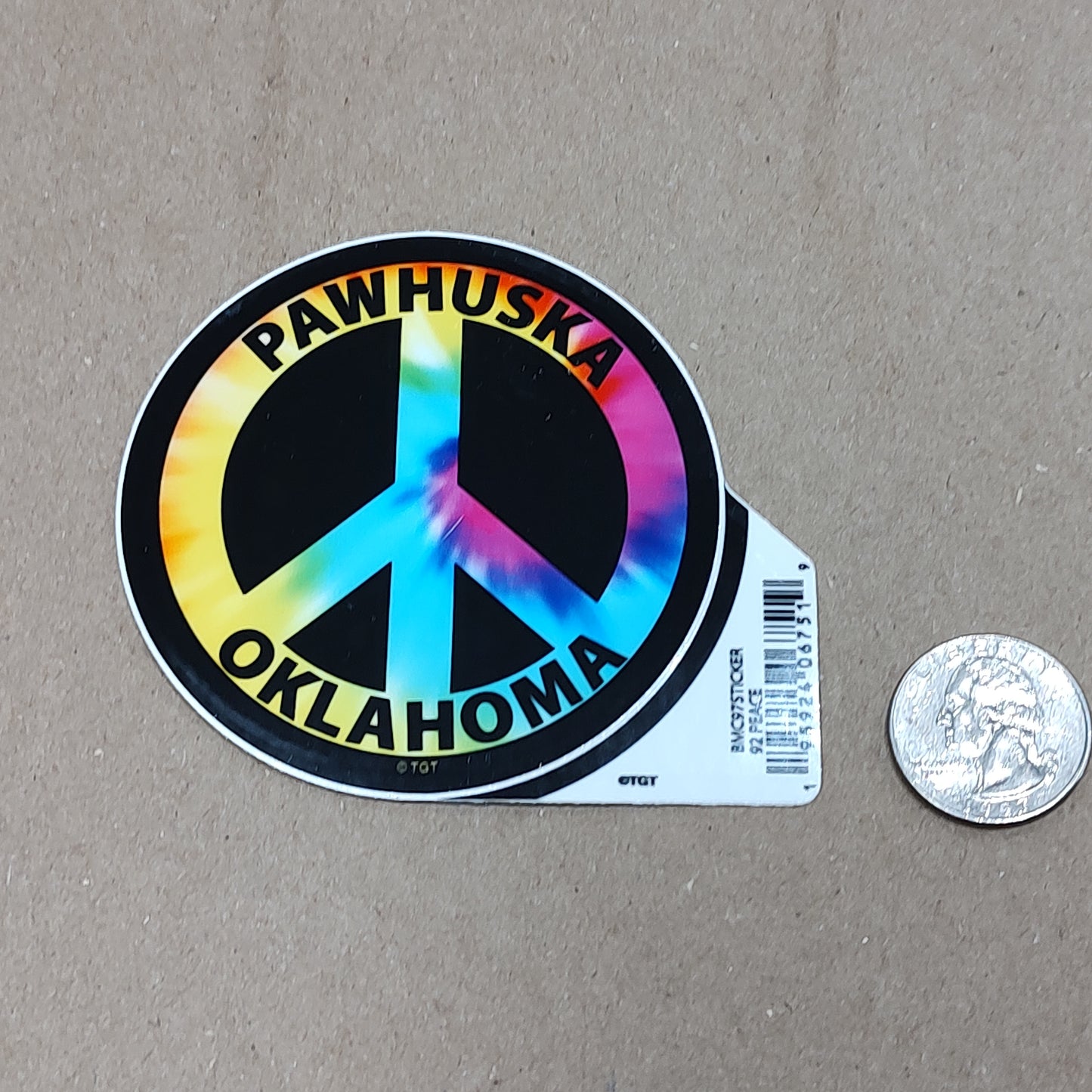 Peace with tie die Pawhuska, OK - sticker