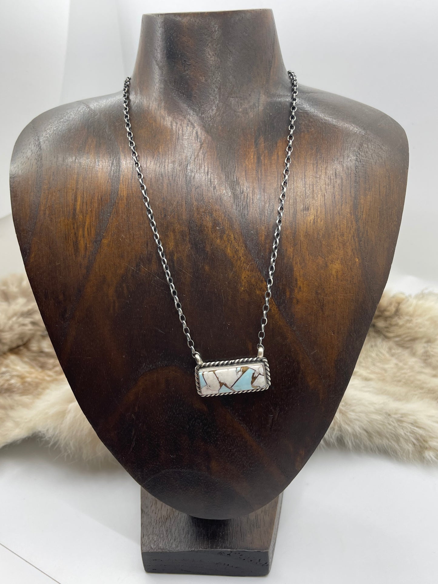 16” Necklace 1” Cotton candy Bar by Johnny Dixon, Navajo