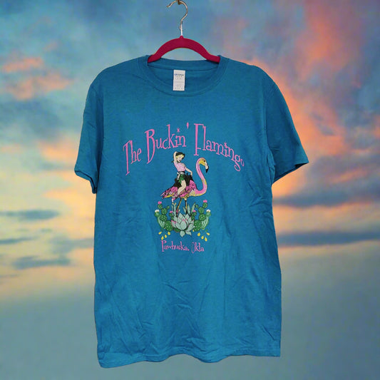 Blue Turquoise Original Buckin Flamingo Shirt