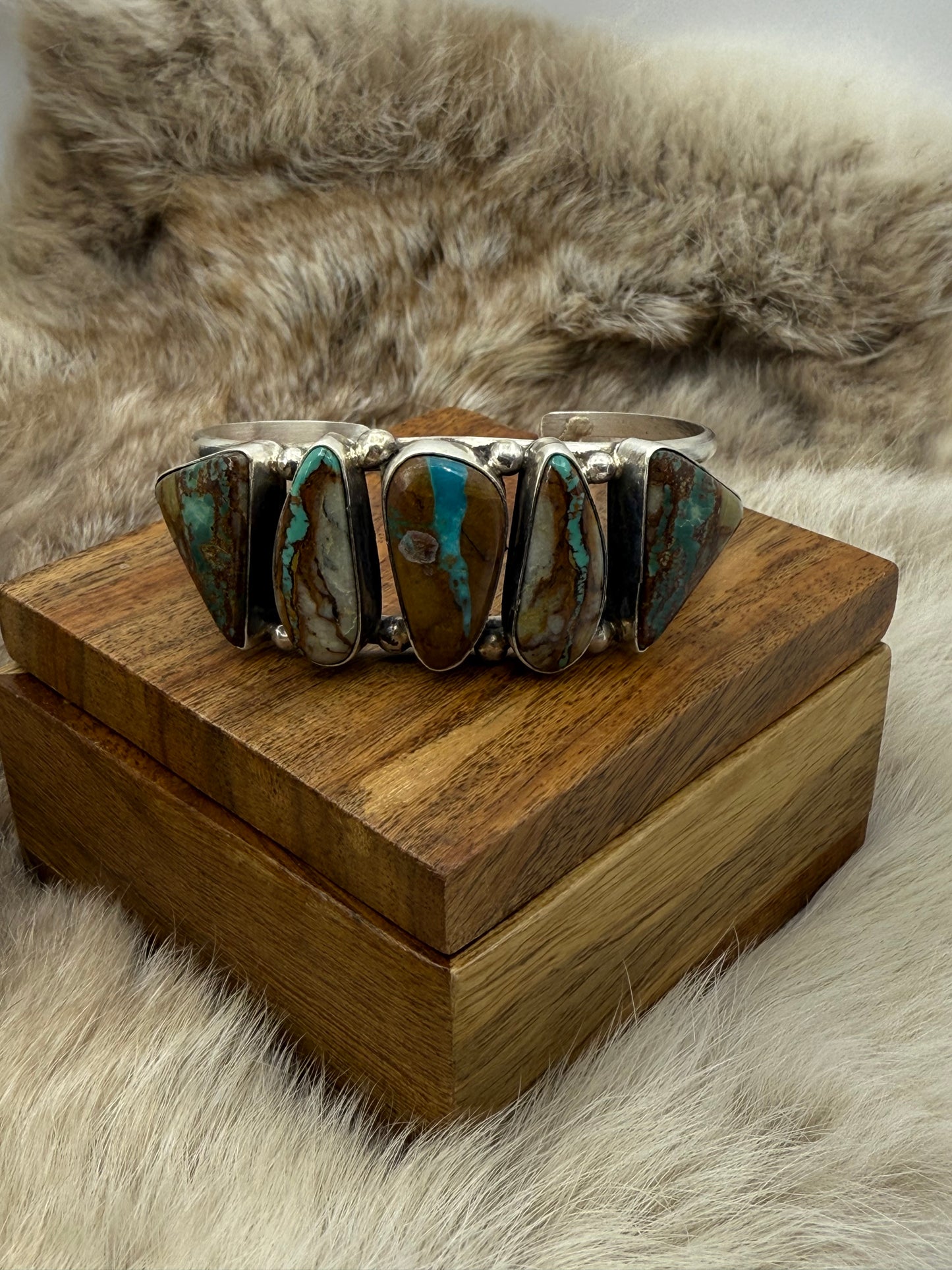 5 Stone Boulder Turquoise Cuff by Augustine Largo, Navajo