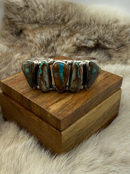 5 Stone Boulder Turquoise Cuff by Augustine Largo, Navajo