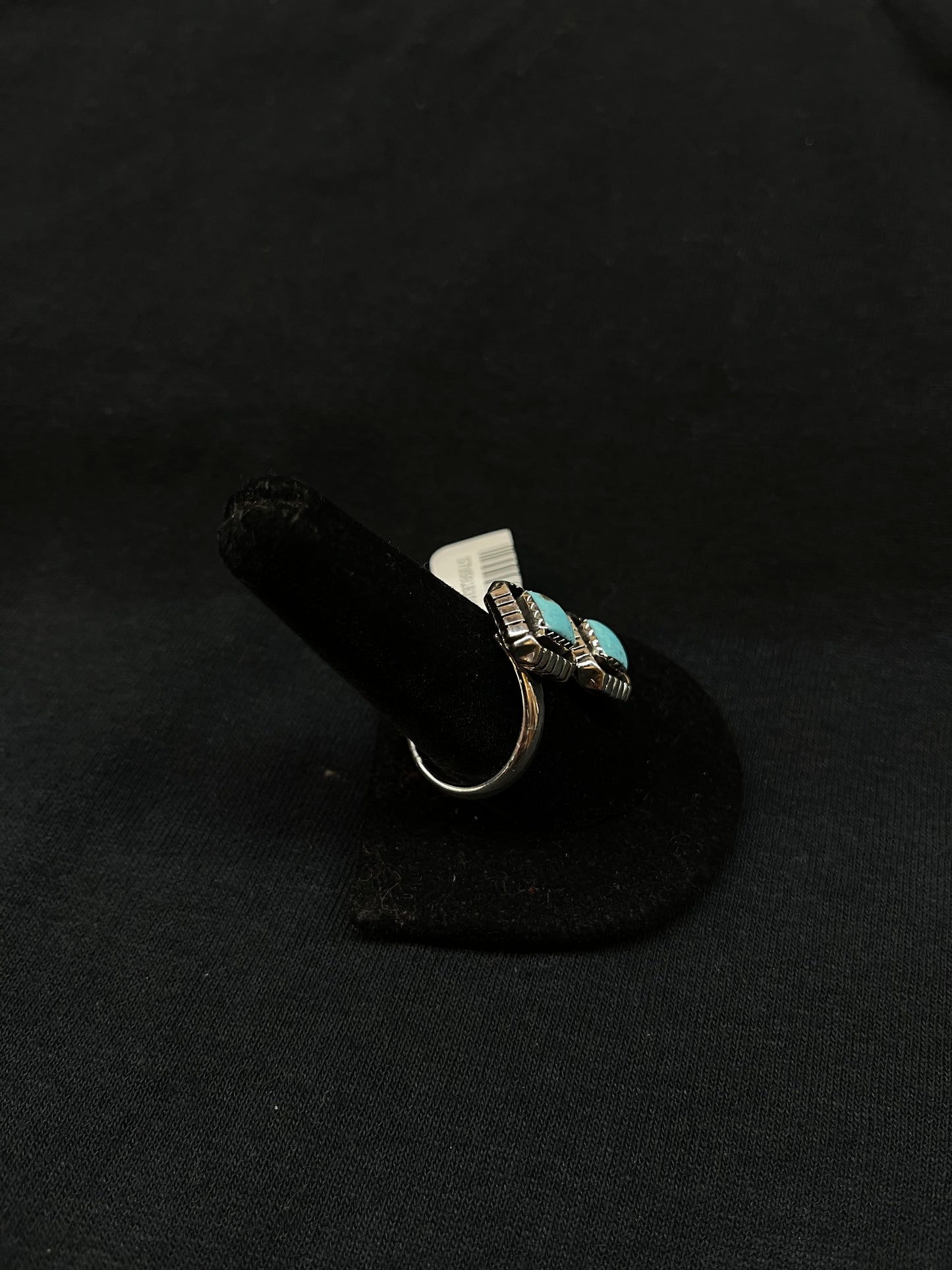 6.0 2 Stone Square Turquoise Ring by Aaron Begay, Navajo